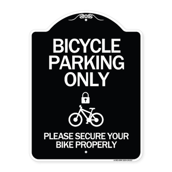 Signmission Bicycle Parking Please Secure Your Bike Properly Heavy-Gauge Aluminum Sign, 24" x 18", BW-1824-24317 A-DES-BW-1824-24317 - main